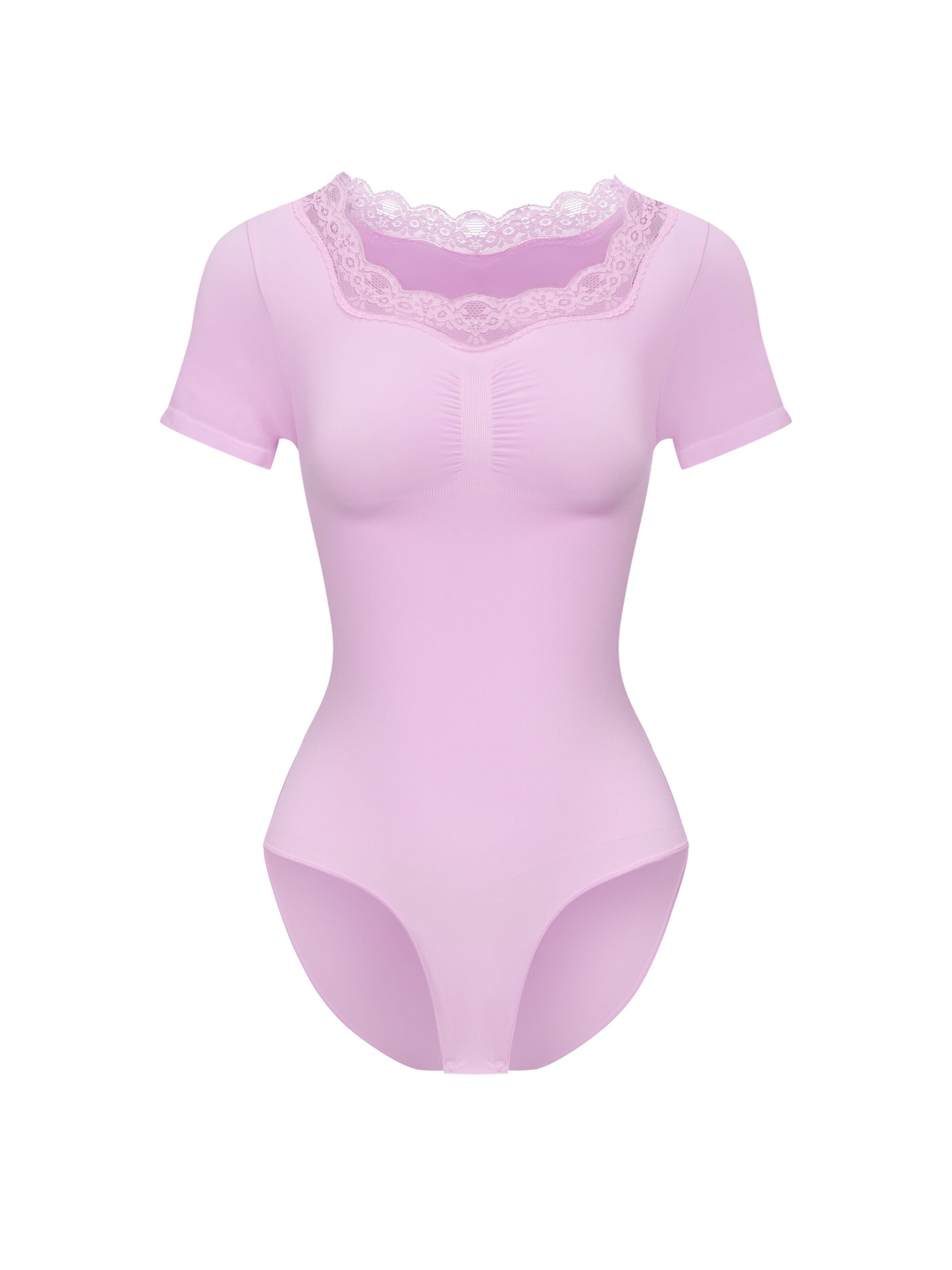 cfab - Body modelador 'Lace T-Shirt Bodysuit Sculpting Shapewear with slip' em roxo: frente