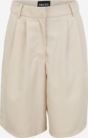 Loosefit Pantaloni con pieghe di Pieces Tall in beige: frontale