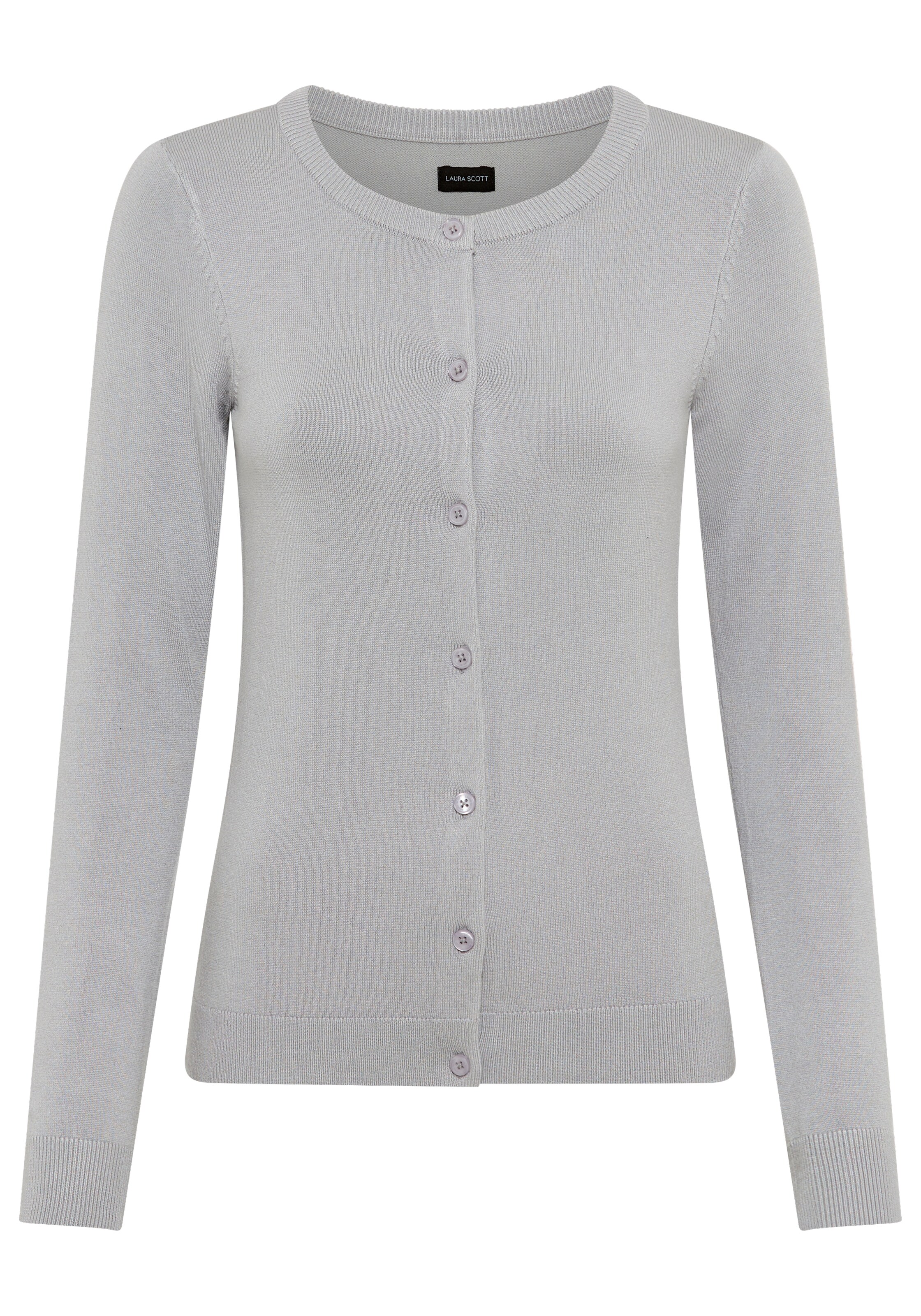 LAURA SCOTT Knit Cardigan in Grey: front
