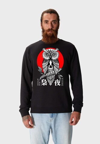 Oldskull Sweatshirt 'ASIAN SECRET OWL SKULL' in Schwarz: Vorderseite