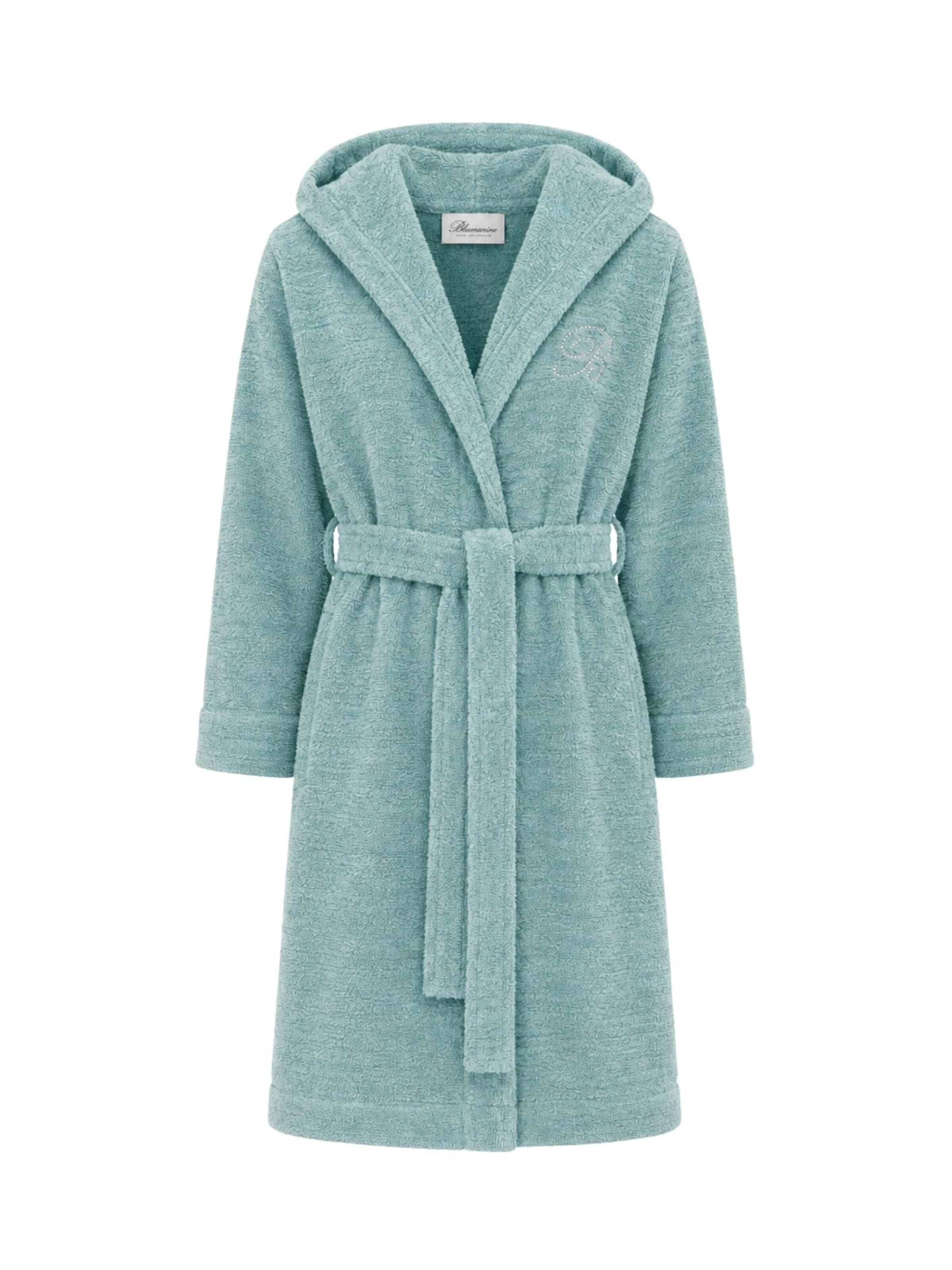 Peignoir long 'Hooded Bathrobe with Swarovski Logo' Blumarine en vert : devant