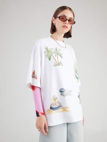 T-shirt oversize TOPSHOP en blanc : devant