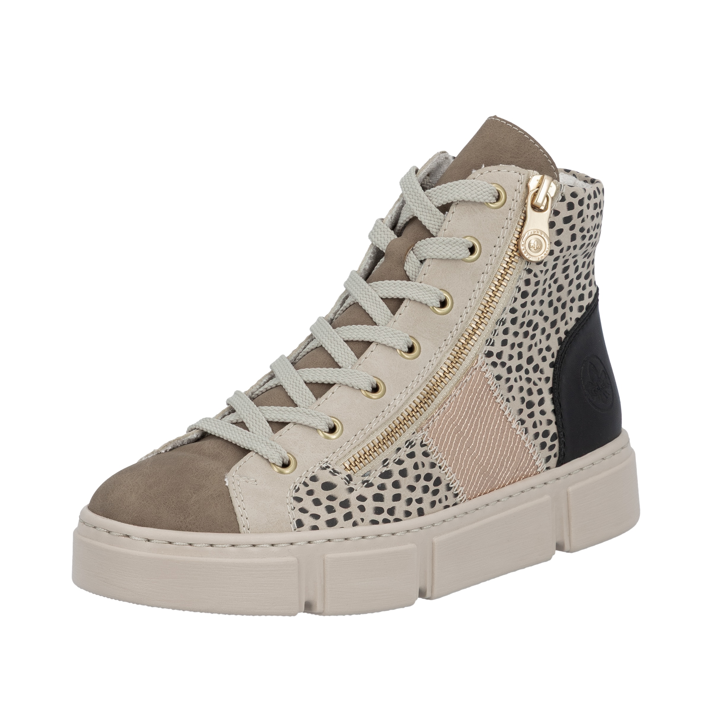 Baskets hautes Rieker en beige : devant