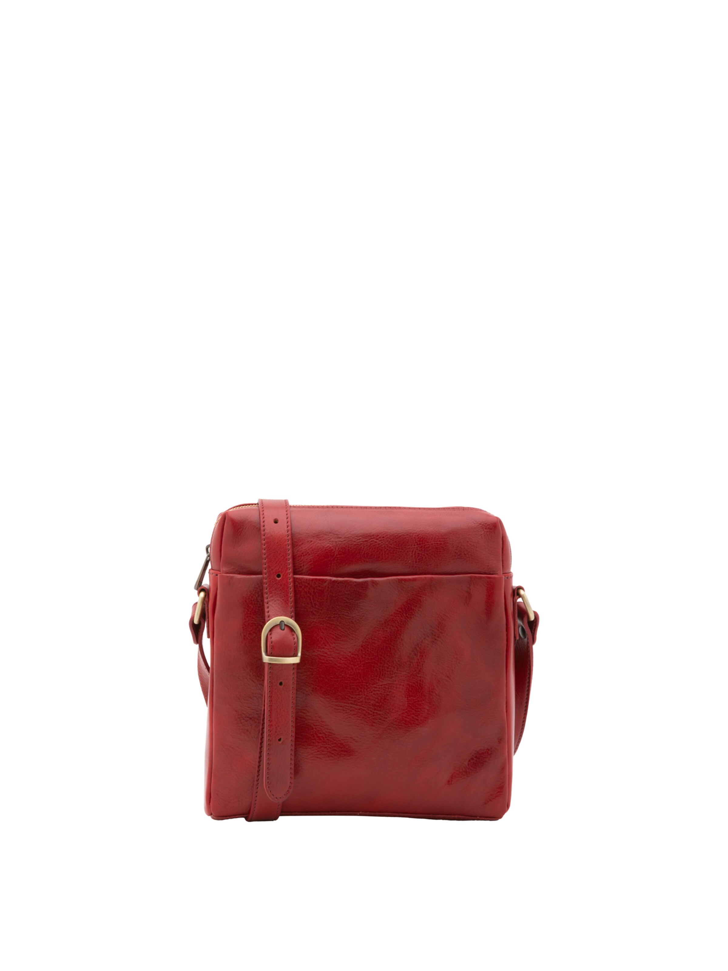 Borsa a tracolla 'Borsa a tracolla uomo vera pelle vacchetta con zip - Made in Italy' di I Fratelli in rosso: frontale