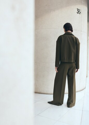 MANGO Wide leg Pleated Pants 'Cintu' in Green