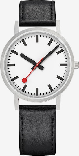Mondaine Uhr in rot / schwarz / silber / weiß, Produktansicht