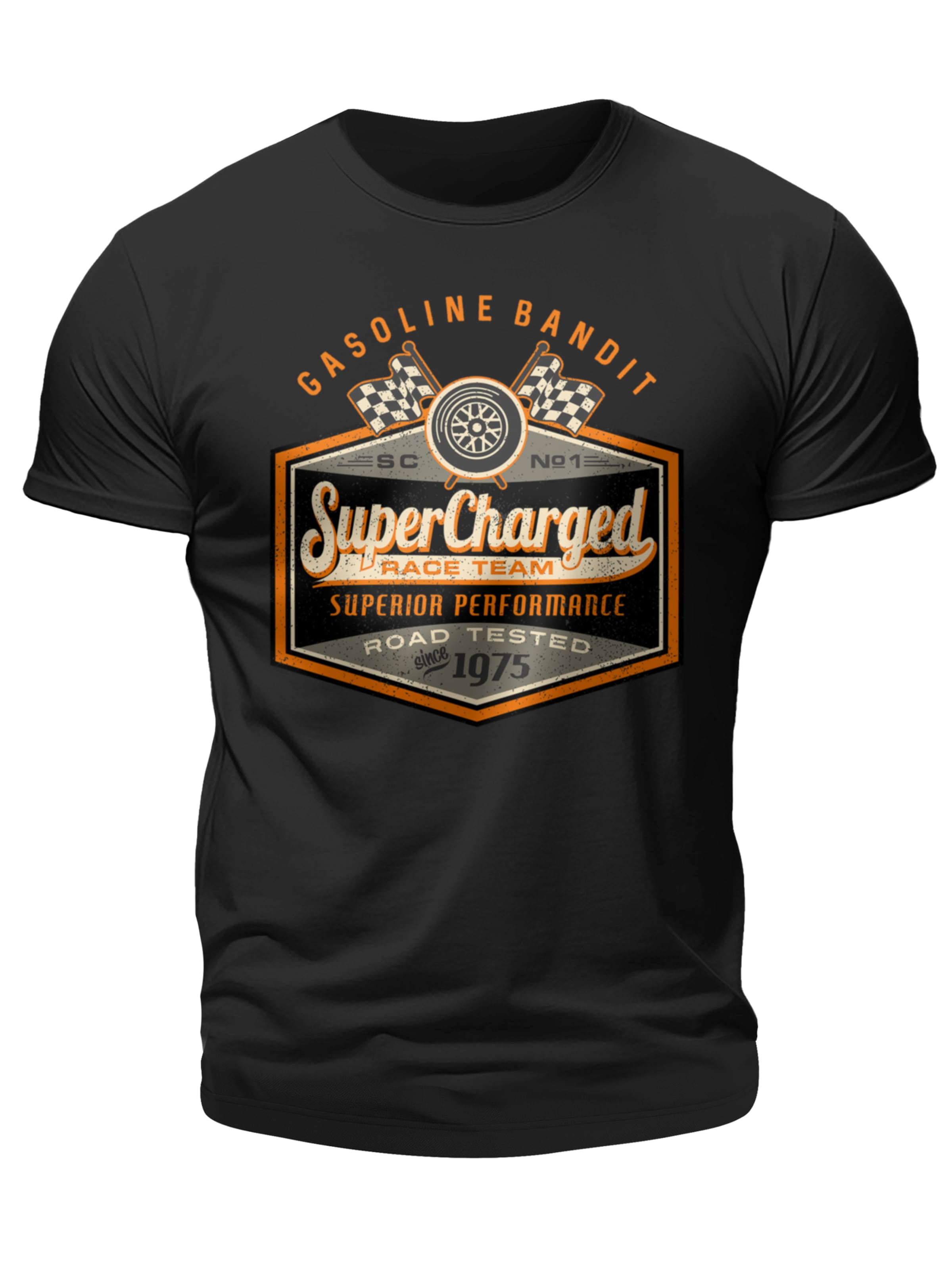 Gasoline Bandit Shirt 'Supercharged' in Black: front
