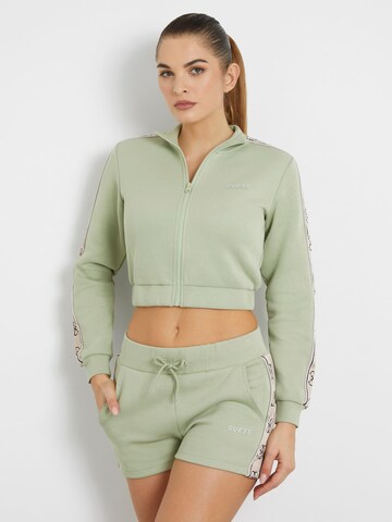 GUESS Zip-Up Hoodie in Green: front