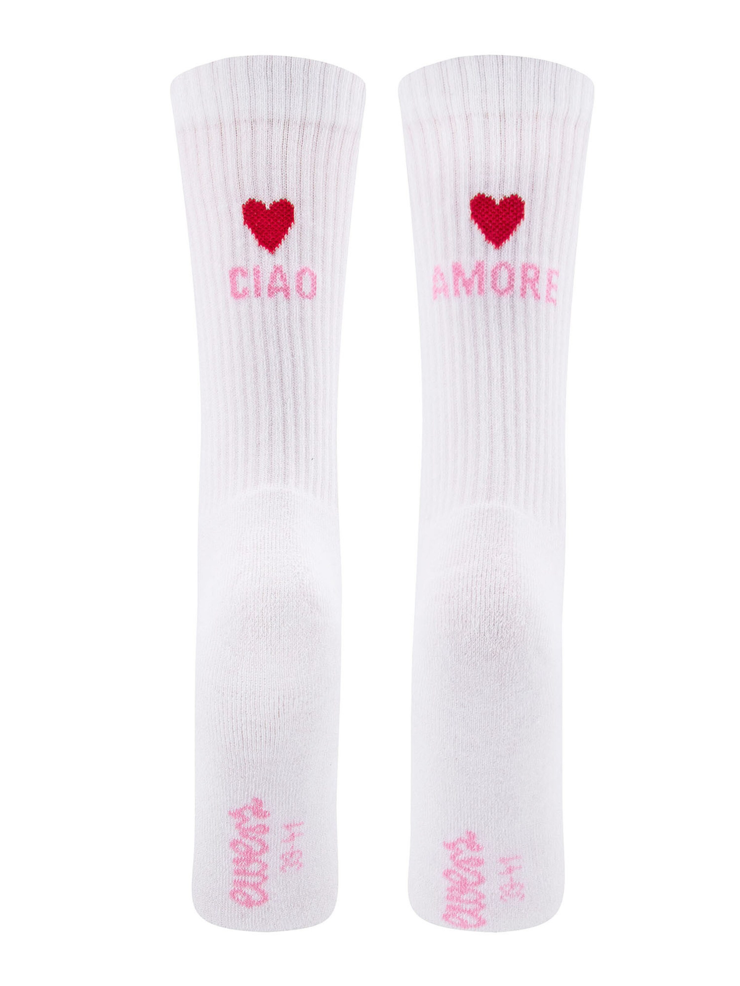 EWERS Къси чорапи 'Ciao Amore' в бяло