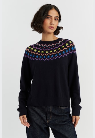 Chinti & Parker Trui 'Star Yoke' in Blauw: voorkant