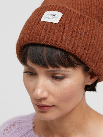 SENSES.THE LABEL Strickmütze ARI:ANE mit Label Patch in Braun