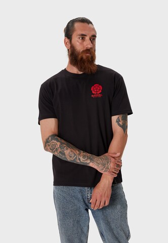 Oldskull T-Shirt 'Retro Japan Island' in Schwarz: Vorderseite