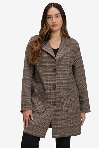 Ulla Popken Between-Seasons Coat in Brown: front