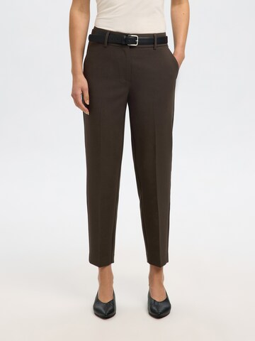 SELECTED Regular Trousers with creases 'SLFRITA-RIA' in Brown: front