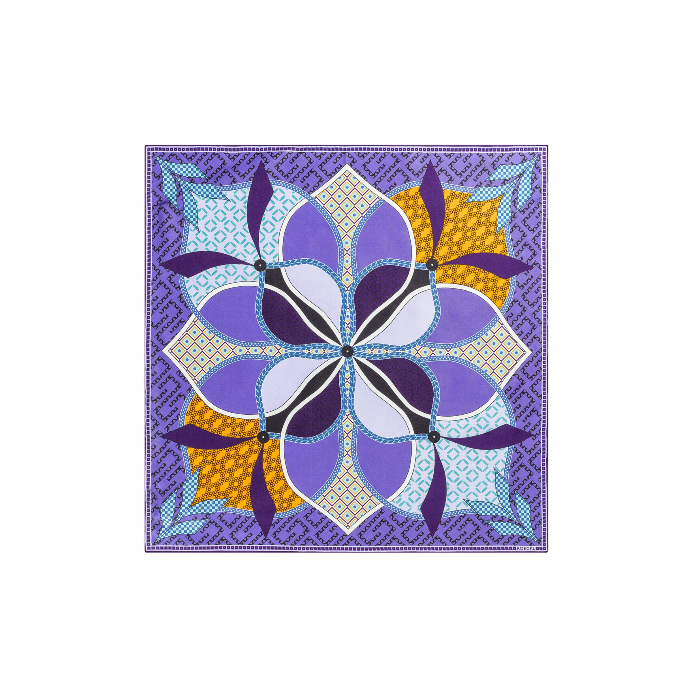 Foulard ' FLOWER MANDALA ' di Roeckl in lilla: frontale