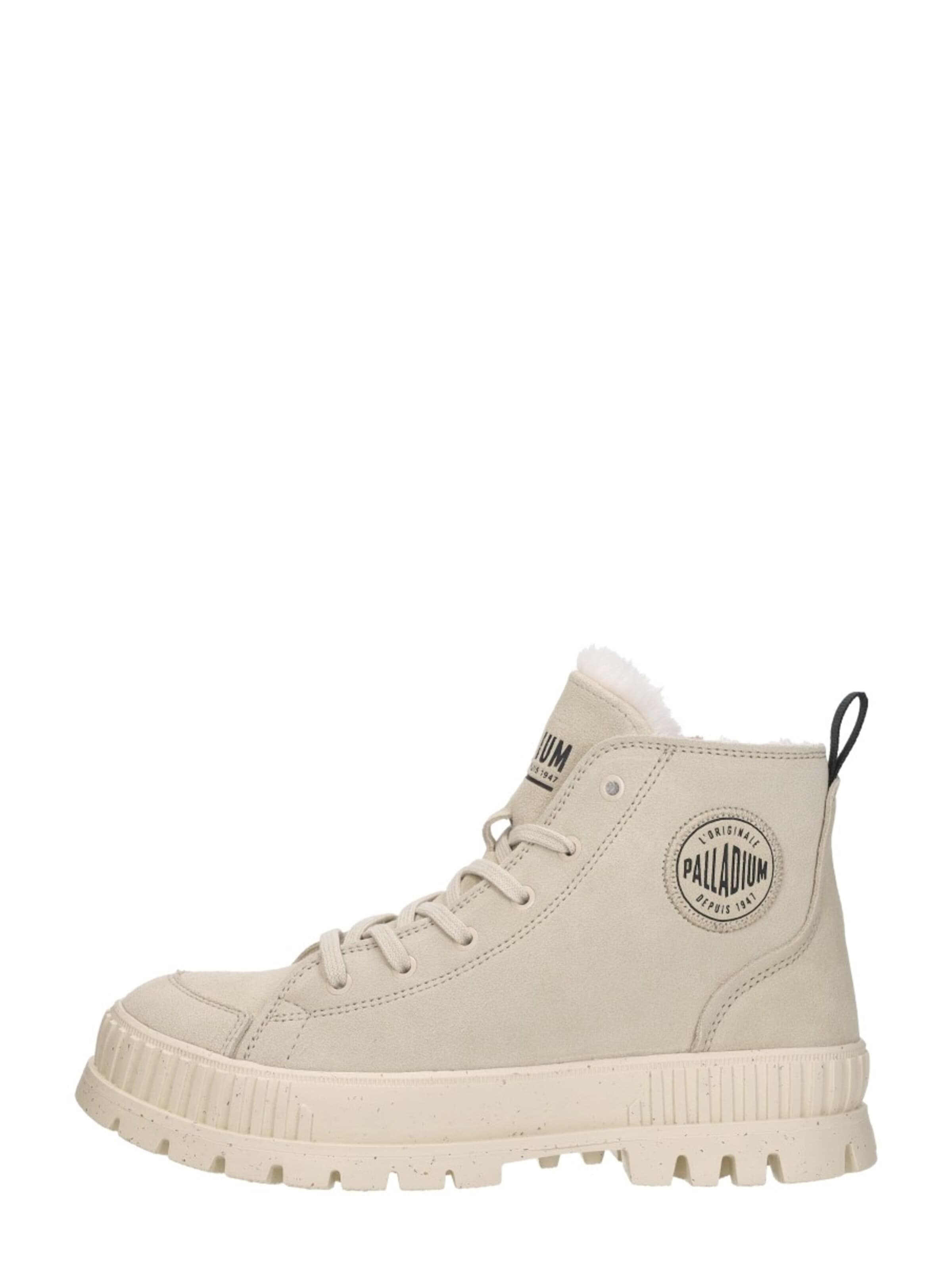 Palladium Lace-Up Ankle Boots 'Pallashock Zip Warm' in Beige: front