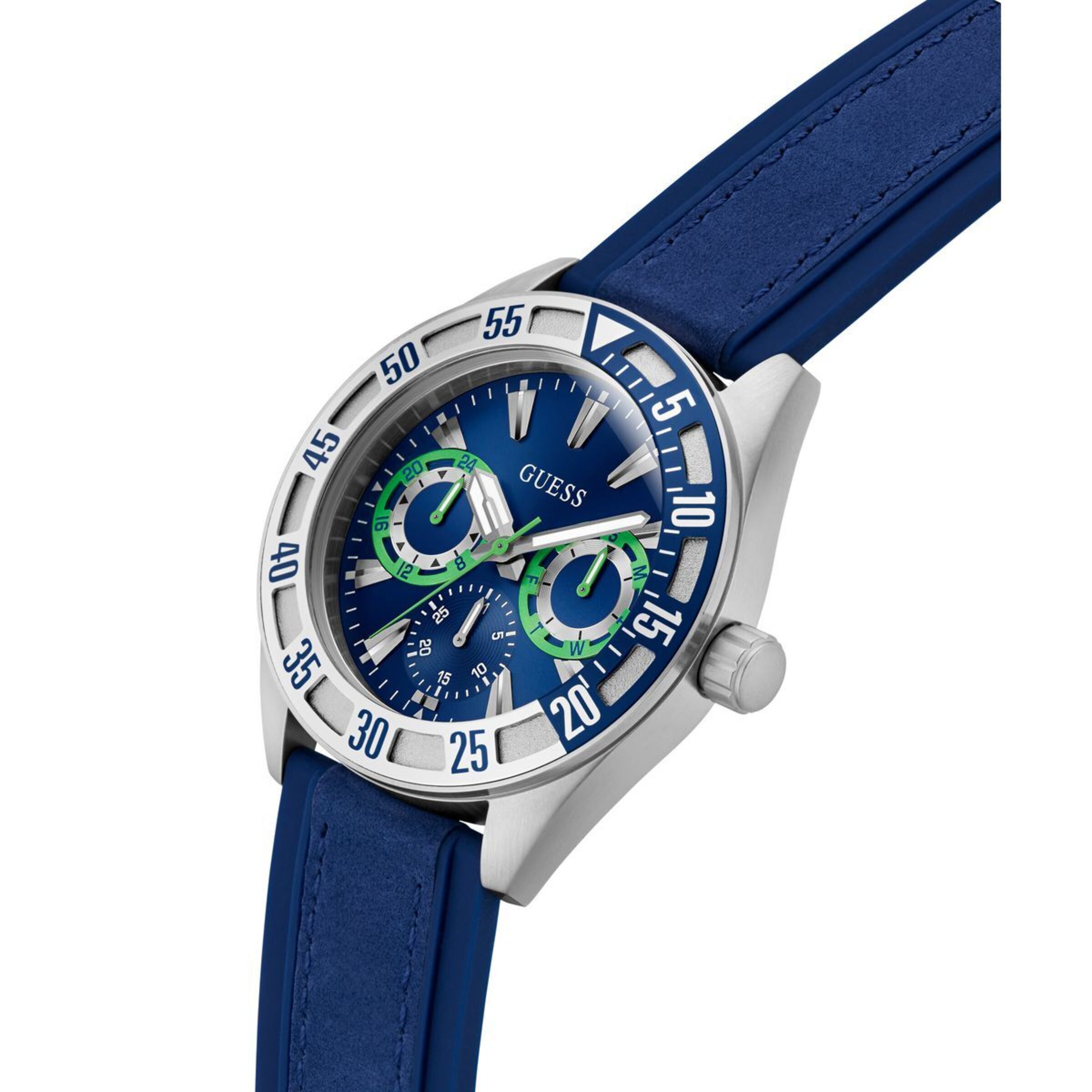 GUESS Analoguhr 'LETTERMAN' in Blau