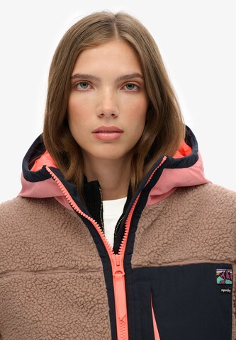 Superdry Fleece jas in Beige