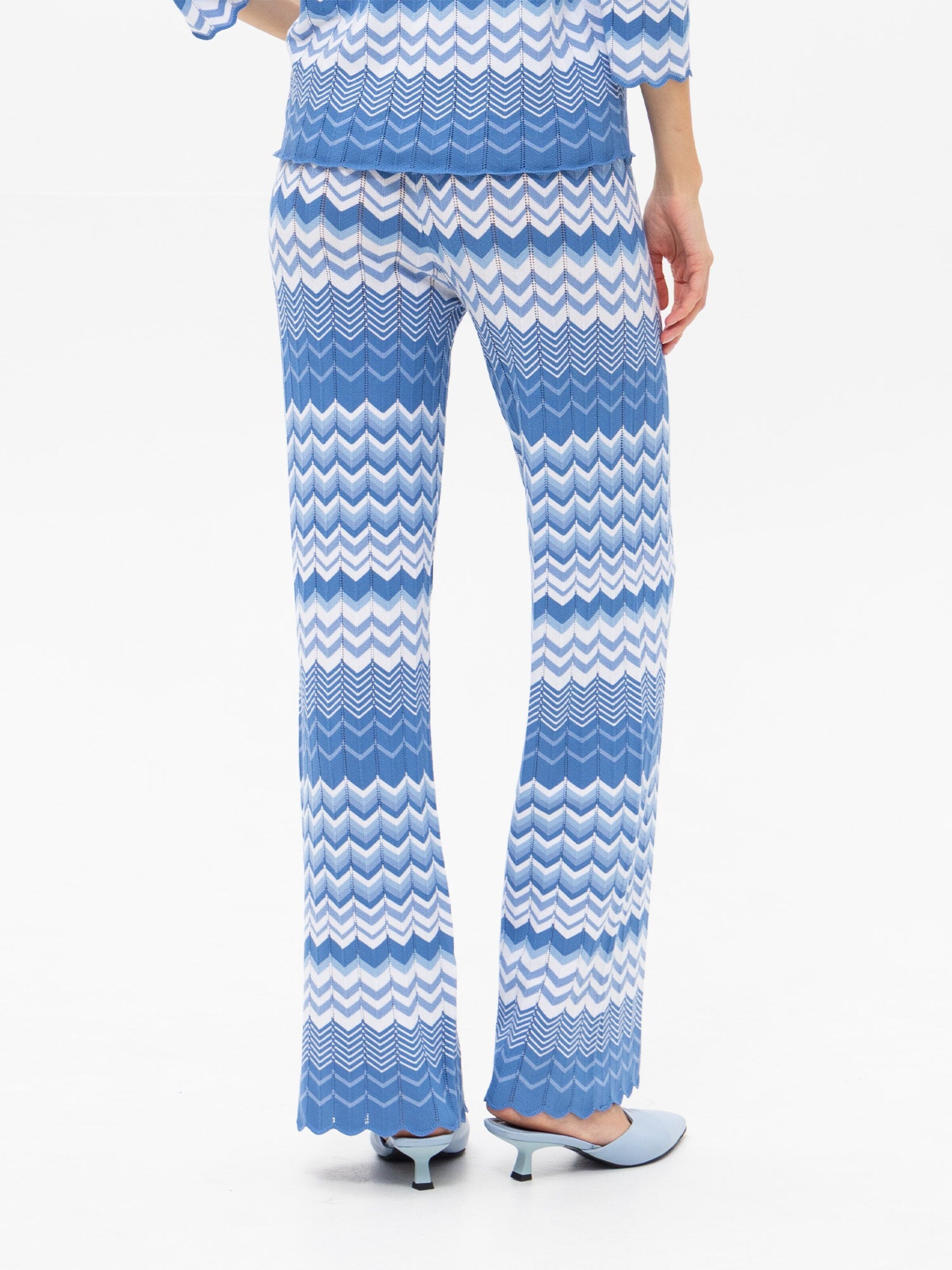 Passioni Boot cut Pants 'Strickhose mit ZickZackmuster' in Blue