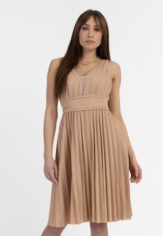 faina Cocktail Dress in Beige: front