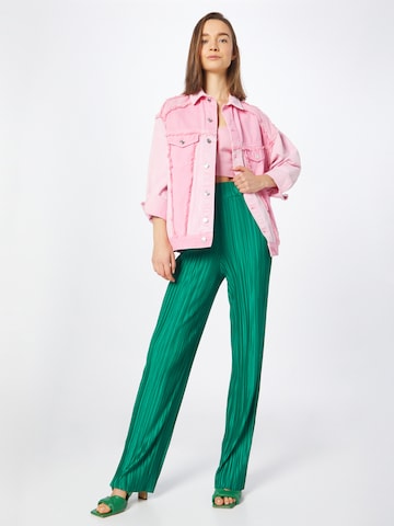 Warehouse Loose fit Pants 'Plisse Trouser' in Green