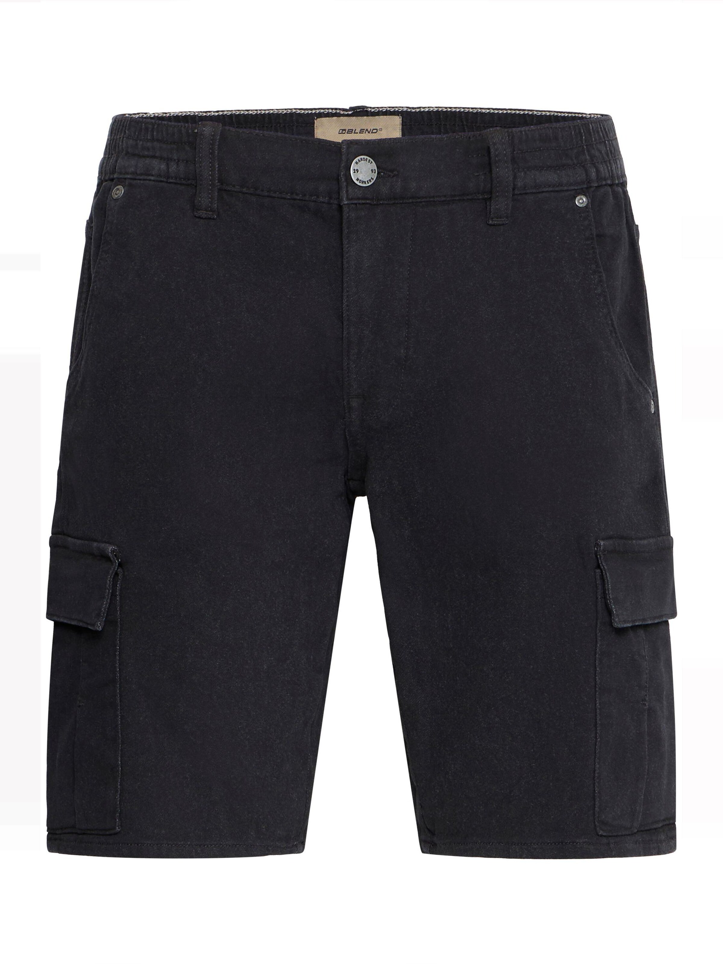 BLEND - Regular Calças de ganga cargo ' Denimshorts-Jogg ' em preto: frente