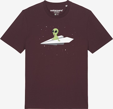 Watapparel Shirt ' Alien on a paper plane ' in Red: front
