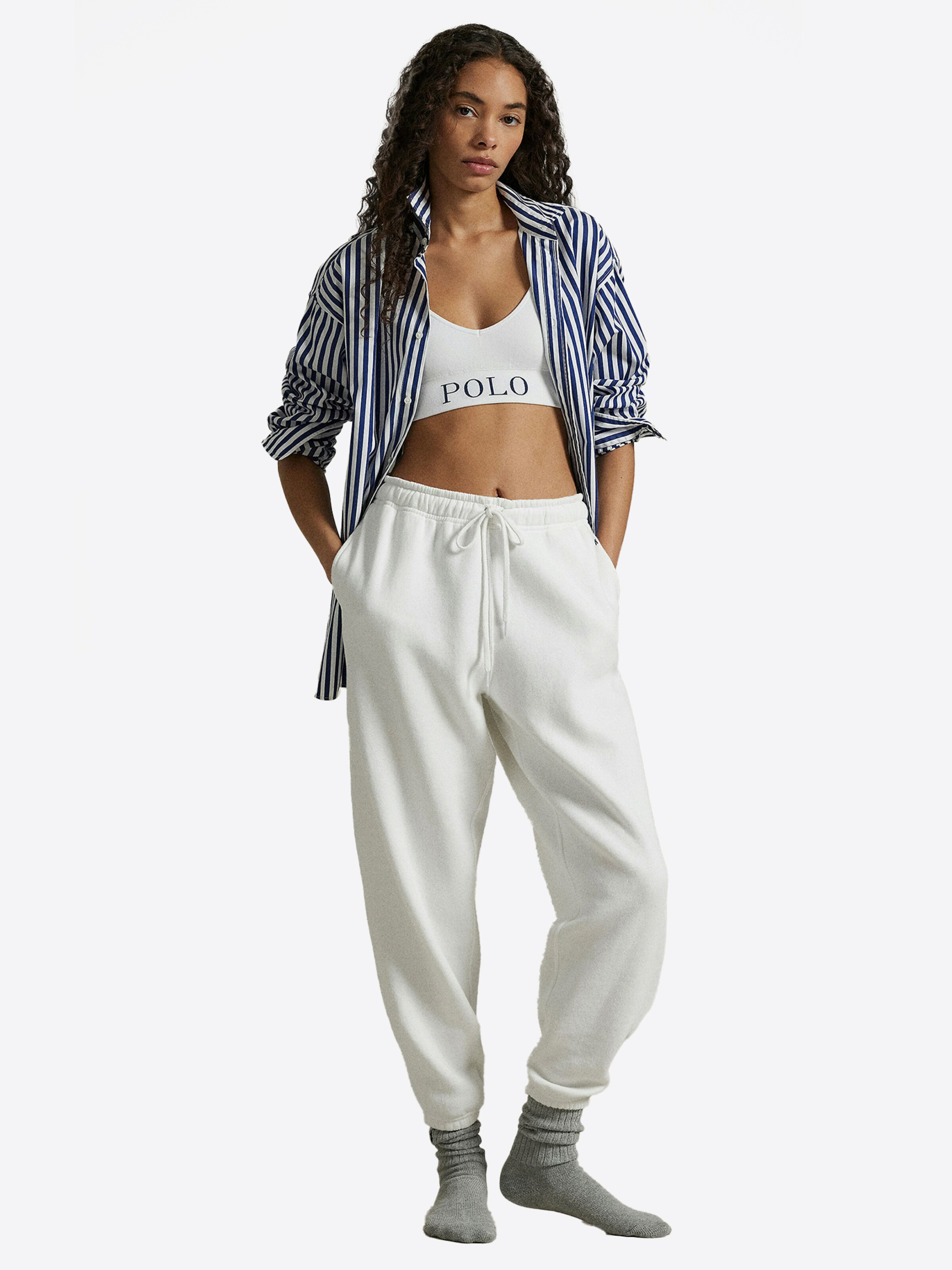 Polo Ralph Lauren Bralette Bra ' Ribbed Seamless ' in White