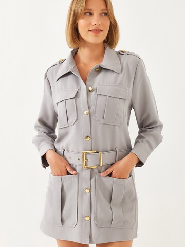 Bianco Lucci Between-seasons coat in Grey: front