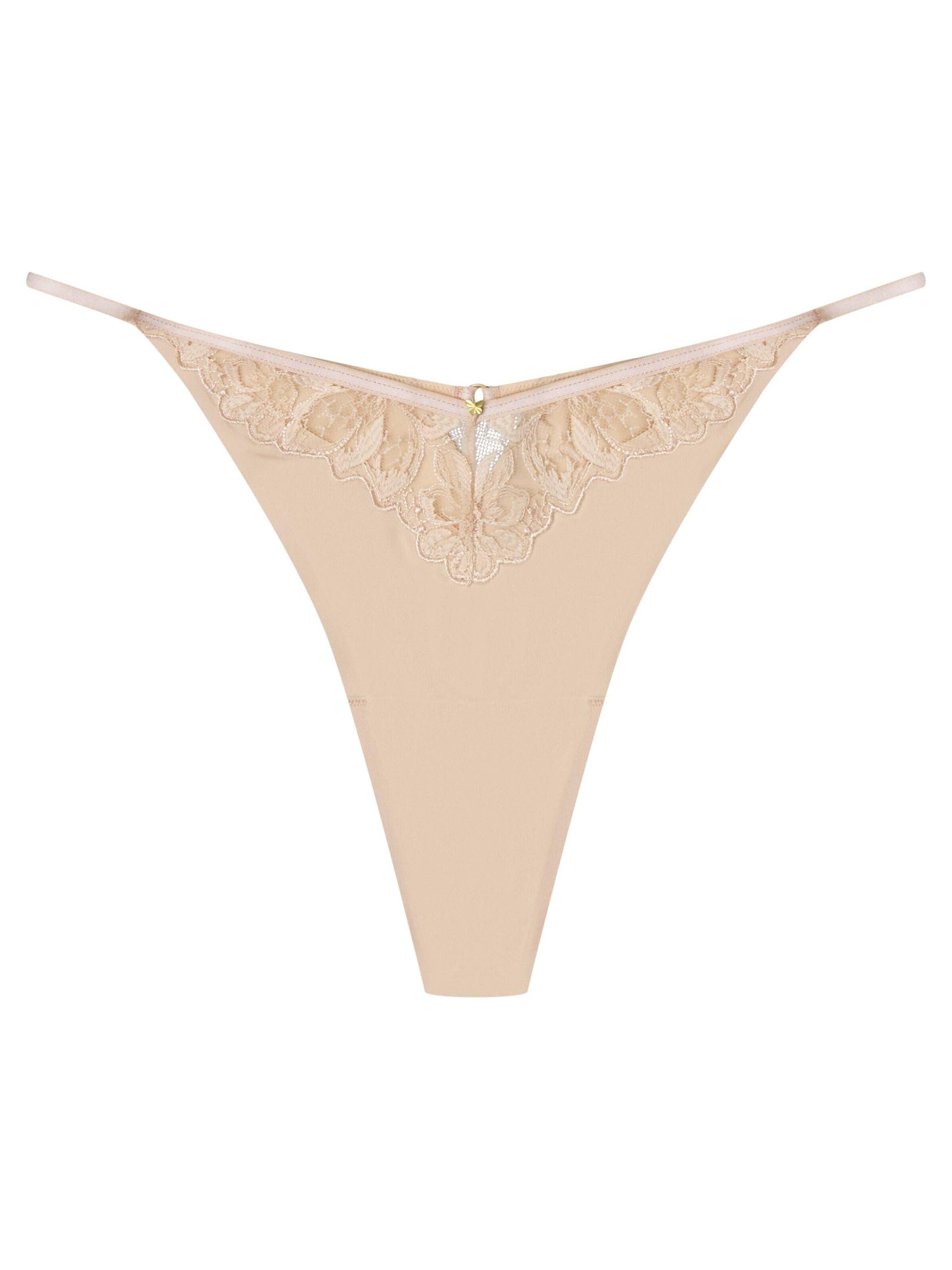 String 'String Oleksa, feine Stickerei, florales Muster, glatte Microfaser XL' di ESOTIQ in beige