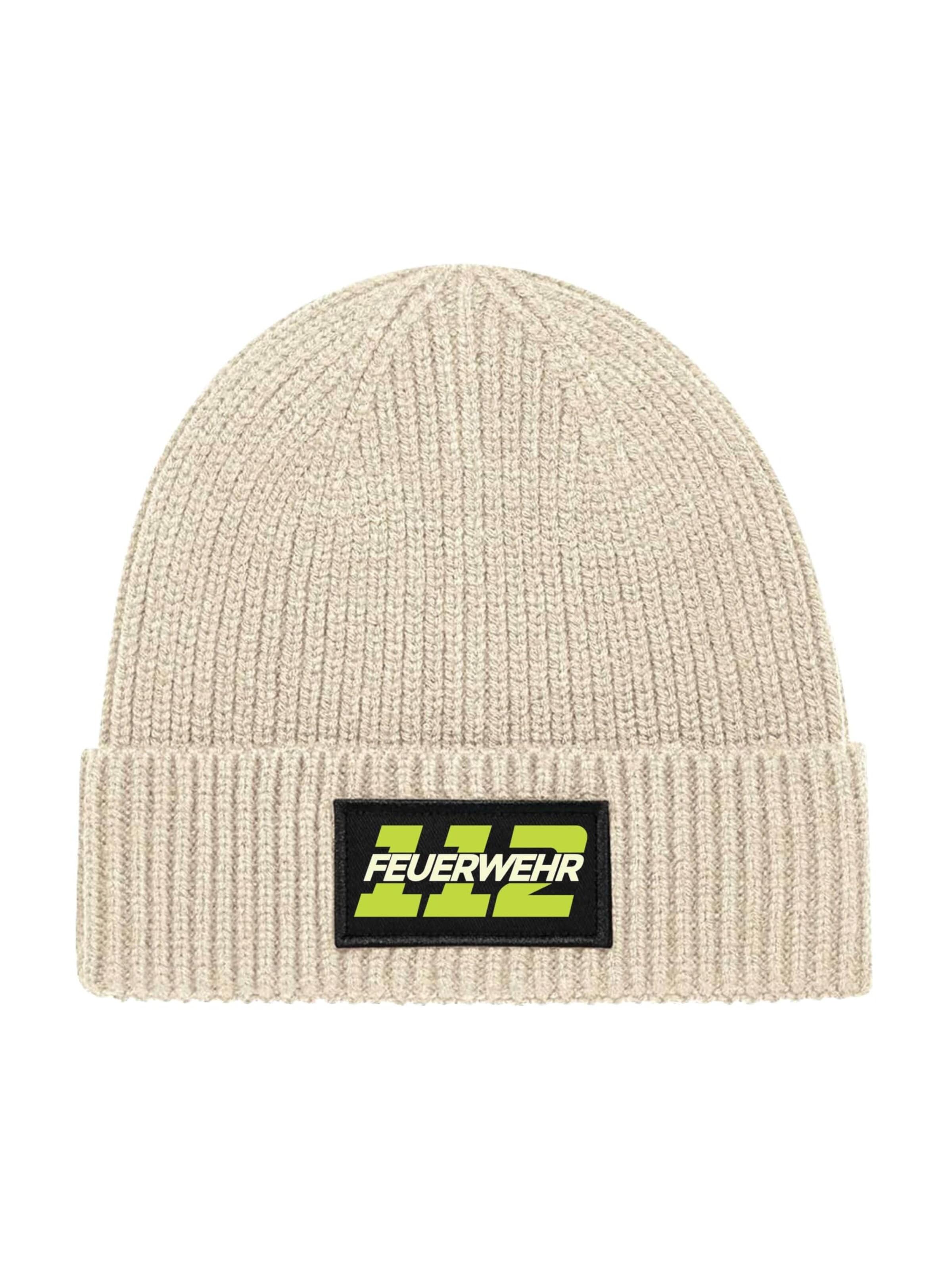 Youth Designz Beanie '112 Feuerwehr' in Beige: front