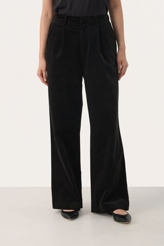Part Two Wide leg Broek 'Latisha' in Zwart: voorkant