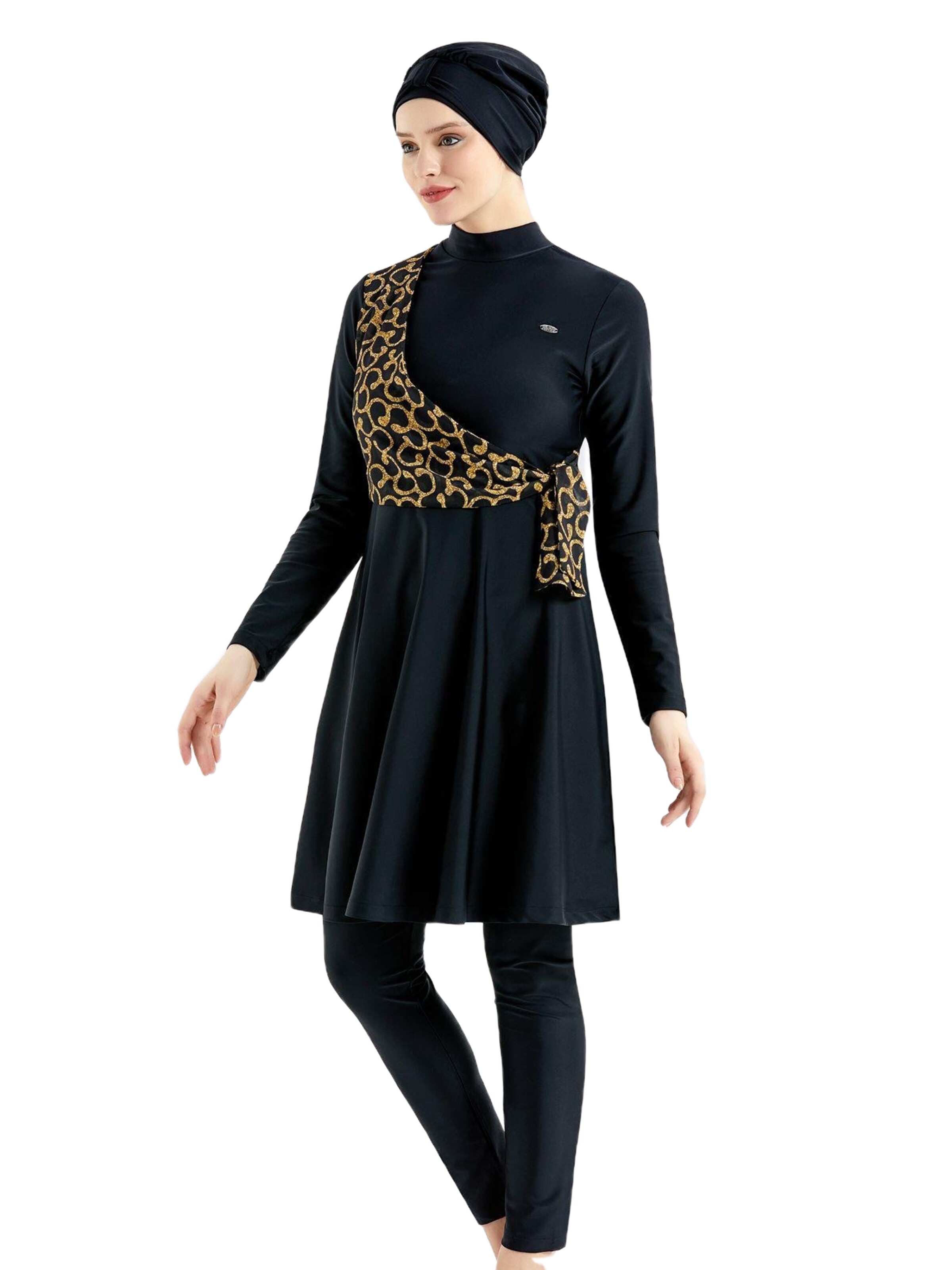 C&City Badpakjurk in Zwart: voorkant