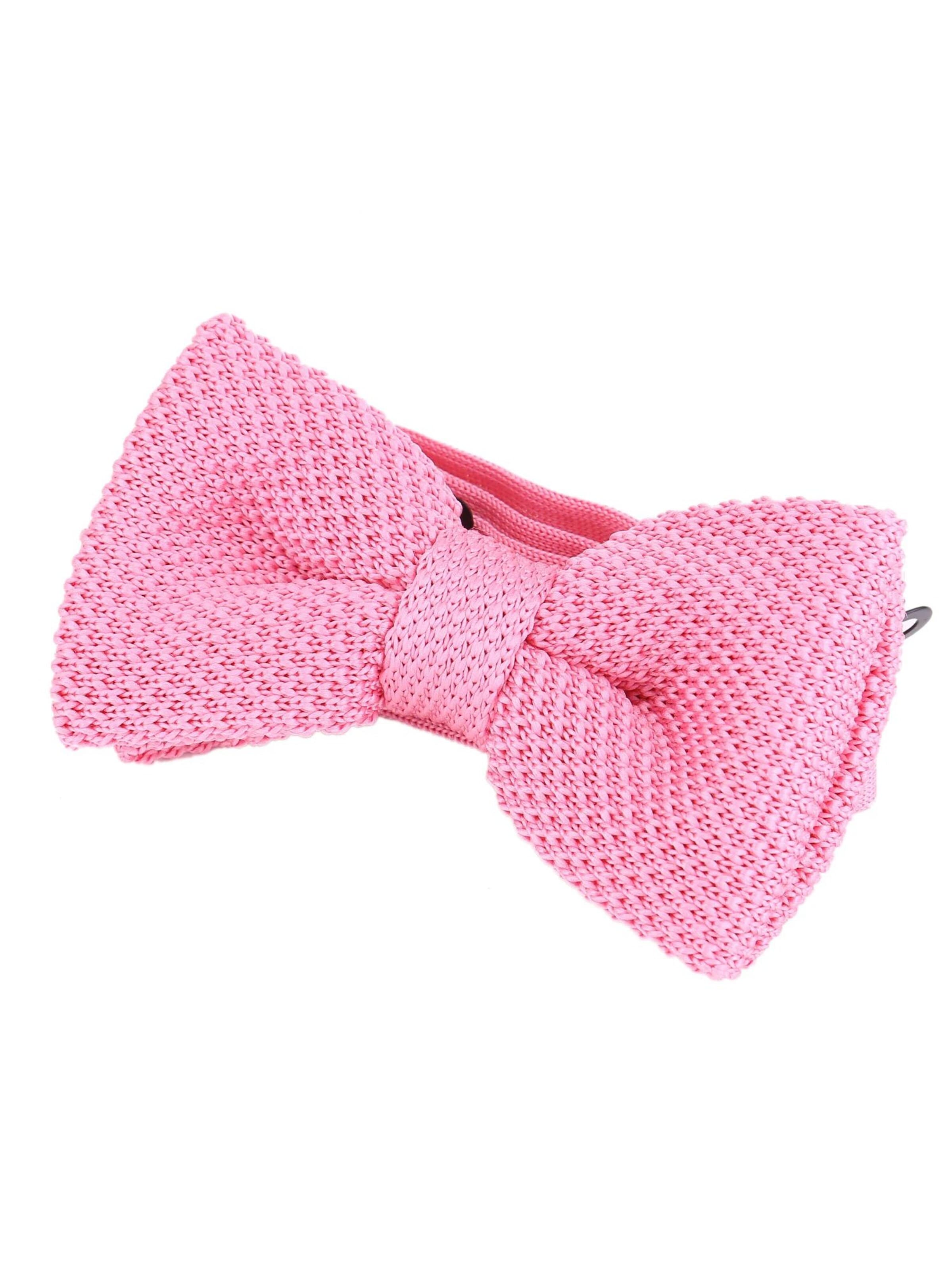 DonDon Bow Tie 'DonDon Herren Strick Fliege gebunden und längenverstellbar 11 x 6 cm dunkelblau-gelb' in Pink: front