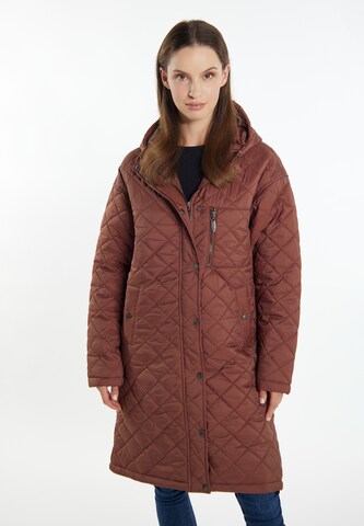 Manteau mi-saison Usha en marron : devant