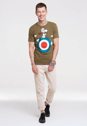 LOGOSHIRT Shirt 'Peanuts - Snoopy' in Groen