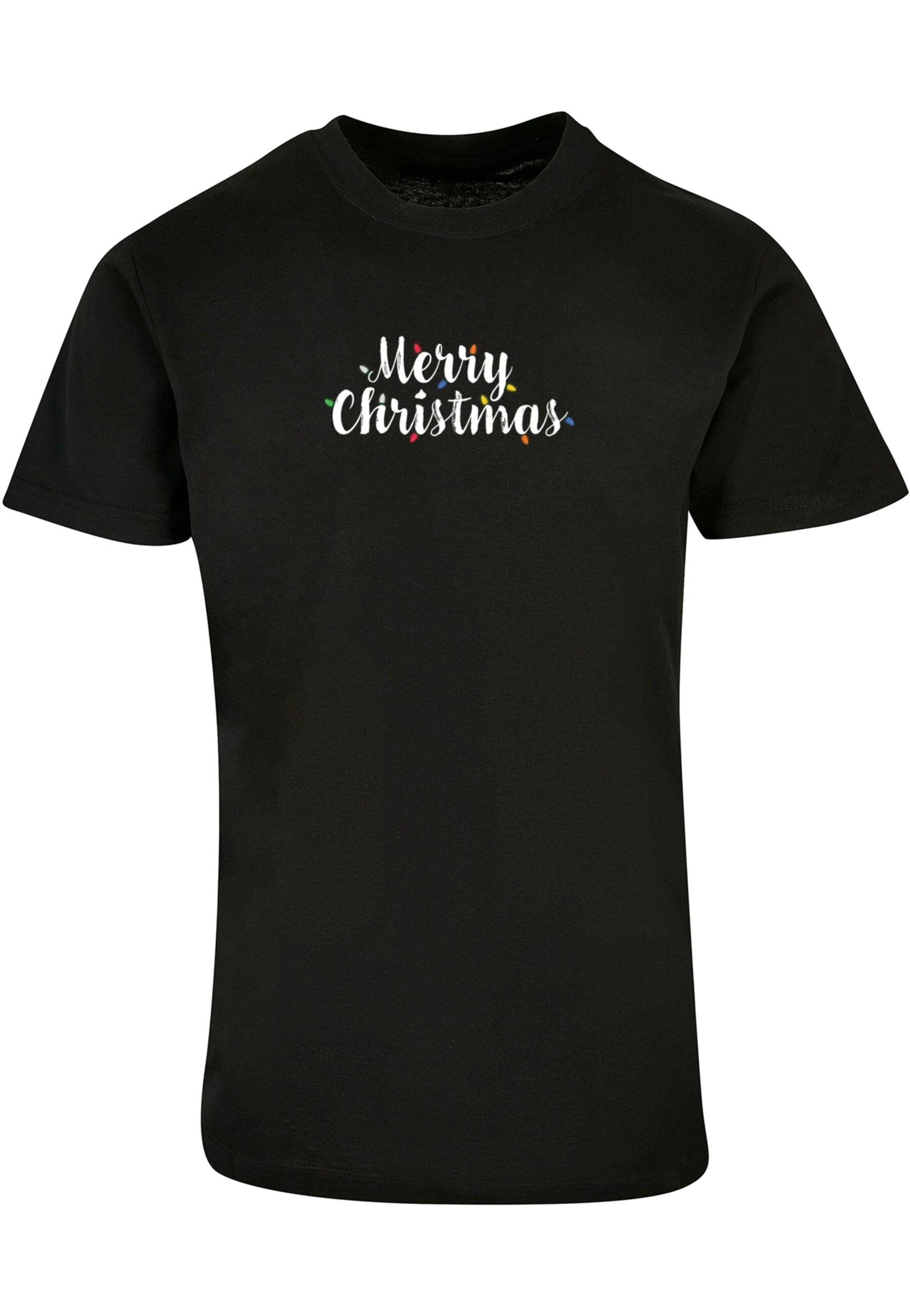 Merchcode Shirt 'Merry Christmas Lights' in Schwarz: Vorderseite