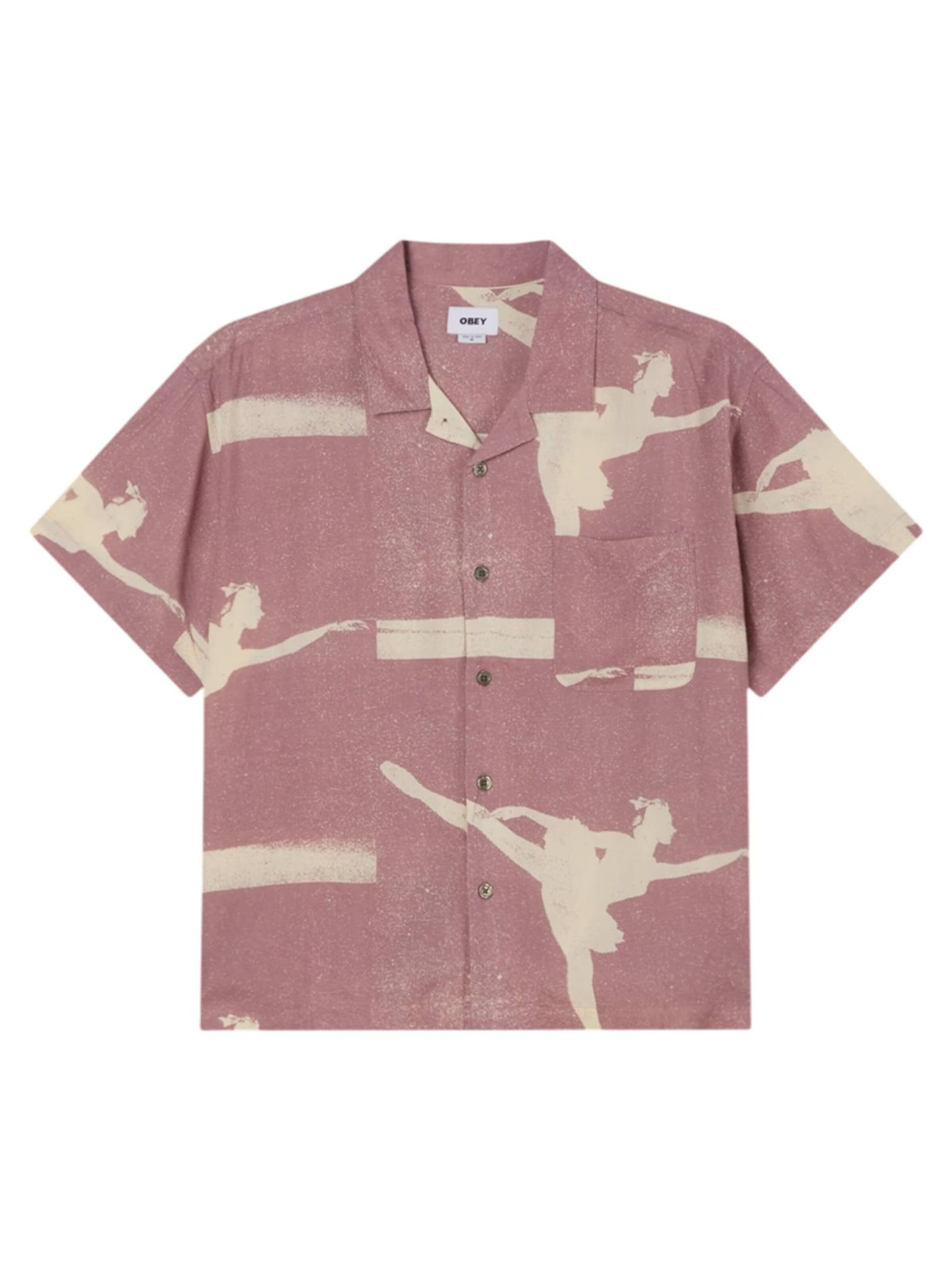 Obey Regular fit Button Up Shirt in Pink: front