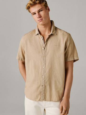 Pepe Jeans Regular fit Button Up Shirt 'Percy' in Beige