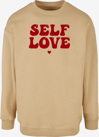 Merchcode Sweatshirt 'Self Love' in Beige: front