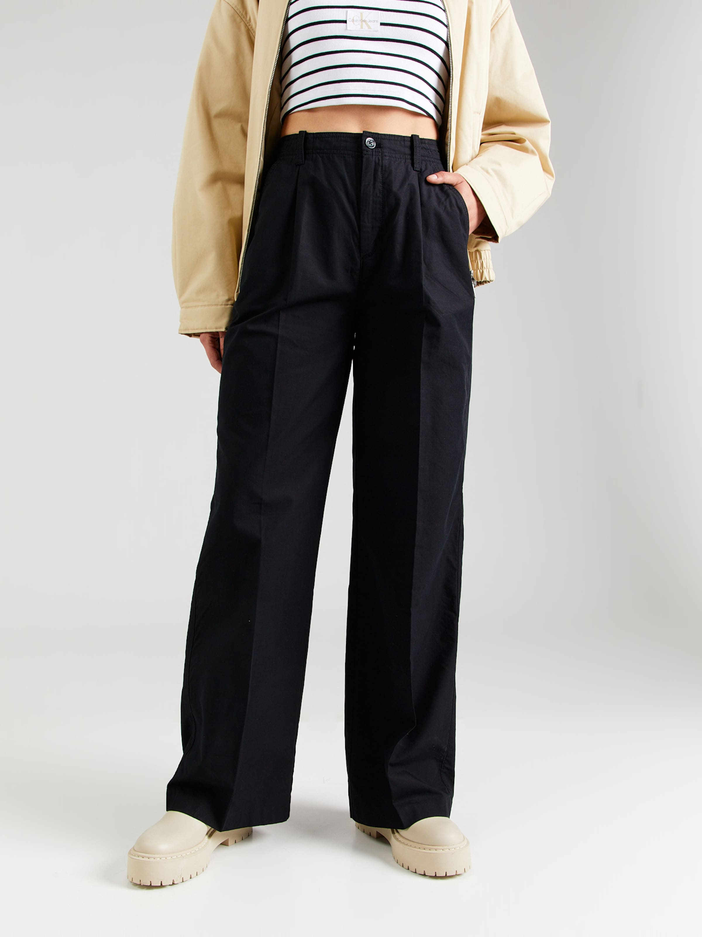 Loosefit Pantalon a pince Calvin Klein Jeans en Noir ABOUT YOU