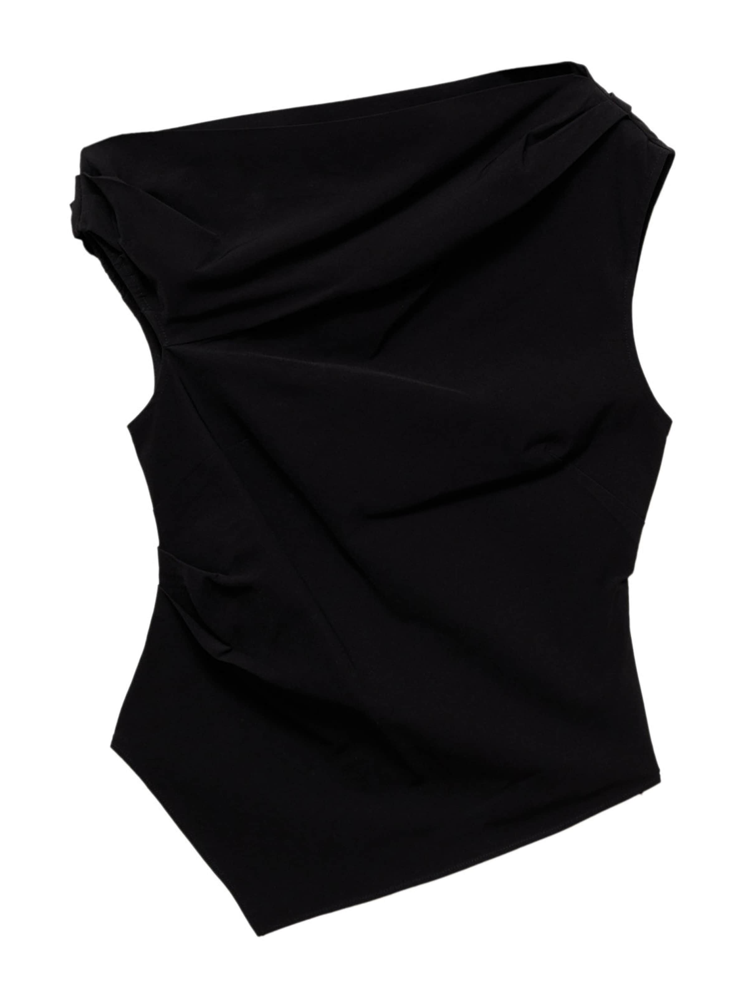 MANGO Top 'PLIT' in Zwart: voorkant