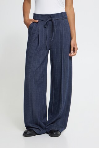 ICHI Wide leg Broek 'IHKate Pinelle' in Blauw: voorkant