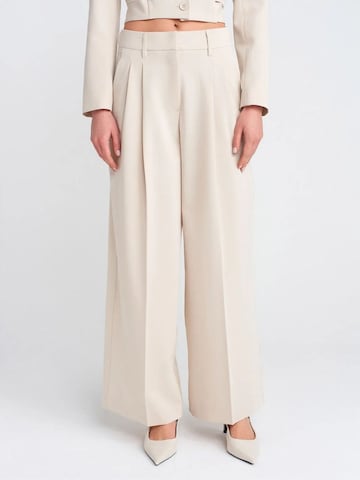 Dilvin Wide leg Broek in Beige: voorkant
