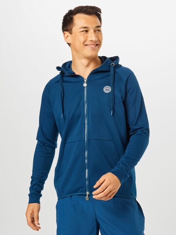 BIDI BADU Athletic Zip-Up Hoodie in Blue: front