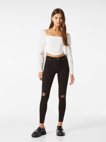 Bershka Skinny Džíny – černá