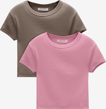 T-shirt Pull&Bear en marron : devant