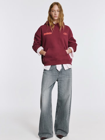 Pull&Bear Mikina 'PACIFIC OVERTHINKING' – červená