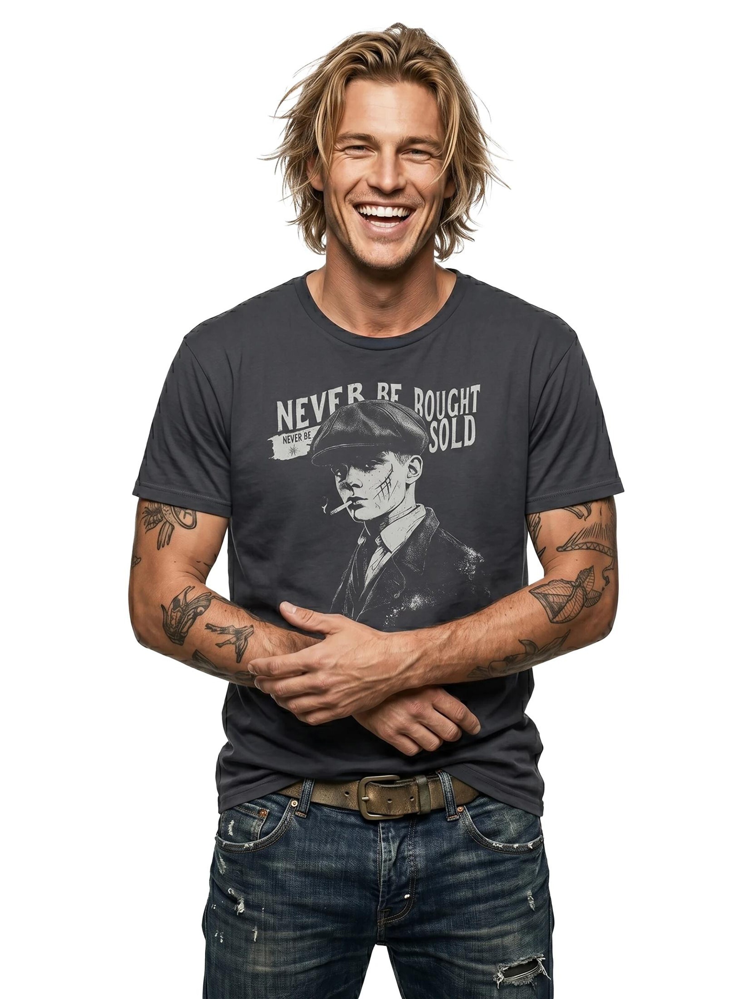 MAKAYA Shirt 'Never Be Bought' in Grey