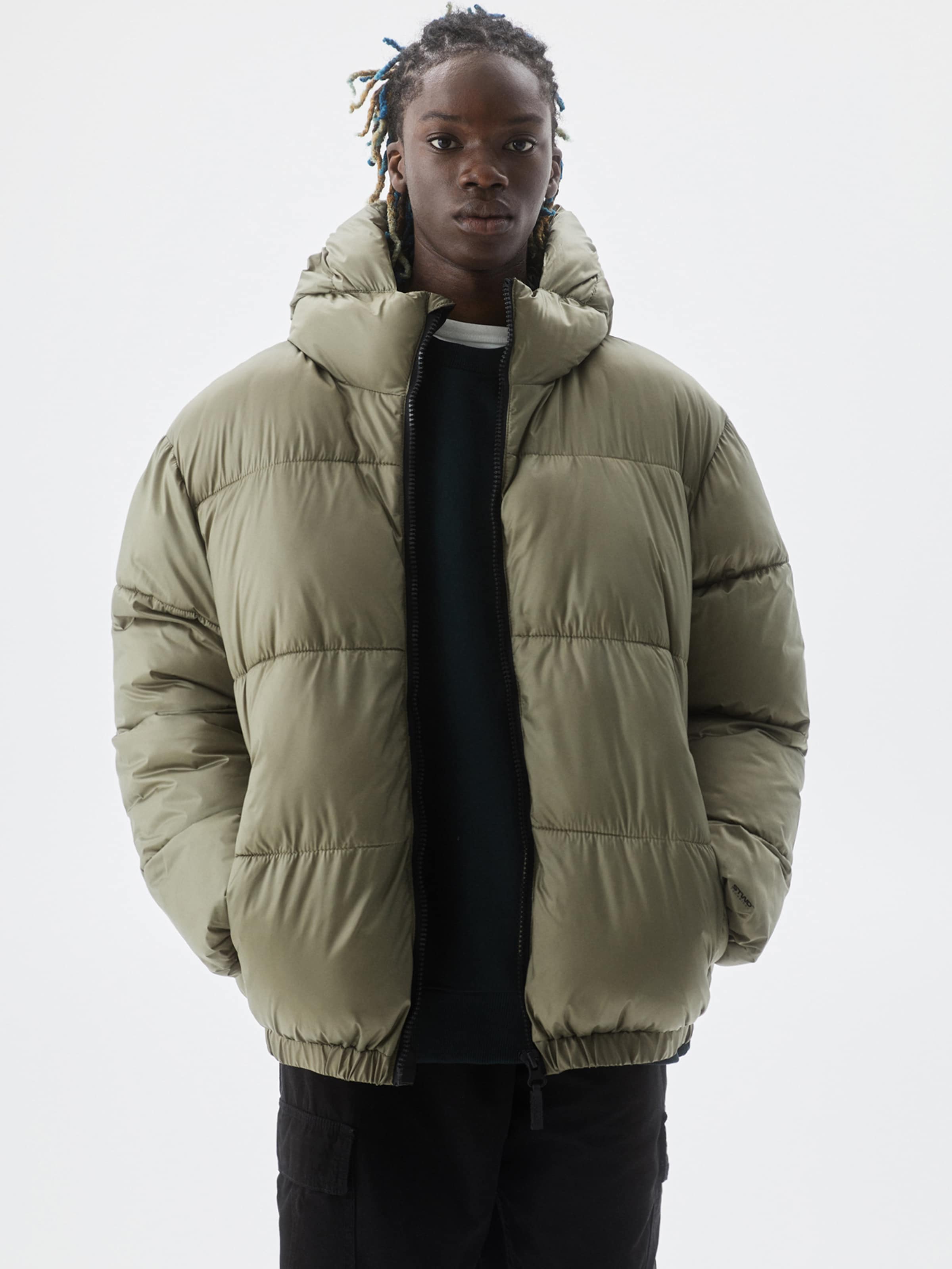 Pull Bear Winter Jacket in Khaki ABOUT YOU